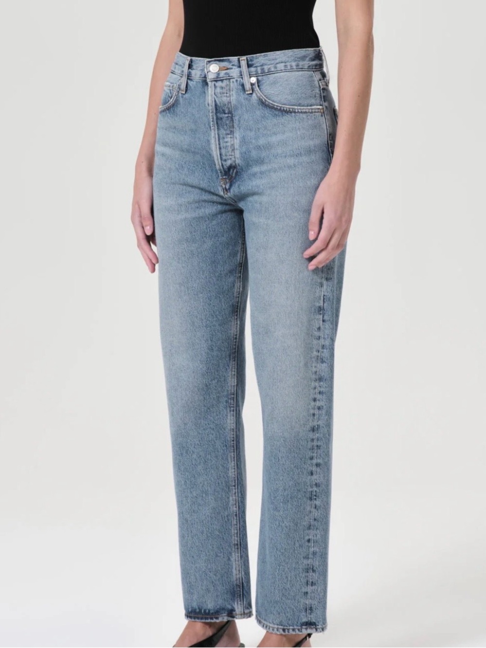 Agolde Light Blue High-Rise Straight Leg Jeans